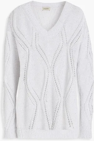 GENTRYPORTOFINO Sequin-embellished metallic linen-blend sweater - Gray - IT 42