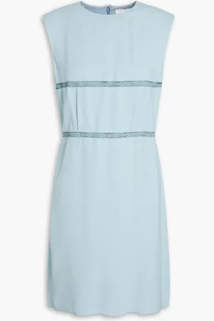 Chloé Lace-trimmed twill mini dress - Blue - FR 34