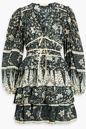 ULLA JOHNSON Nina tiered printed cotton-blend voile mini dress - - US 0