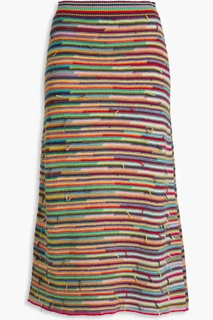 Chloé Striped wool and cashmere-blend midi skirt - - S