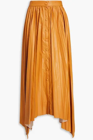 Isabel Marant Davis asymmetric pleated faux leather maxi skirt - Brown - FR 36