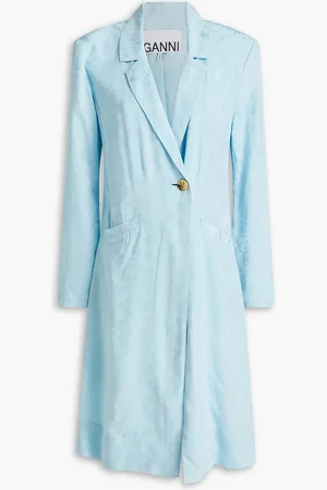 Ganni Floral-jacquard jacket - Blue - DE 36