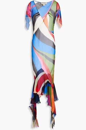 Puccini Ruffled printed silk-crepon maxi dress - - IT 42