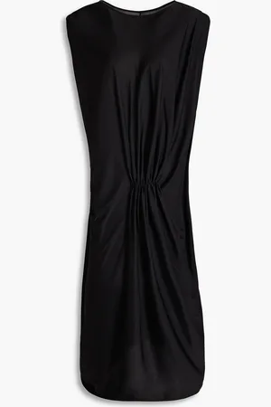 Maison Margiela Draped gathered satin-jersey midi dress - - XS