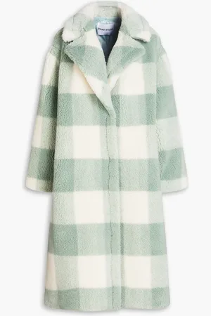 Stand Studio Maria checked faux shearling coat - Green - FR 42