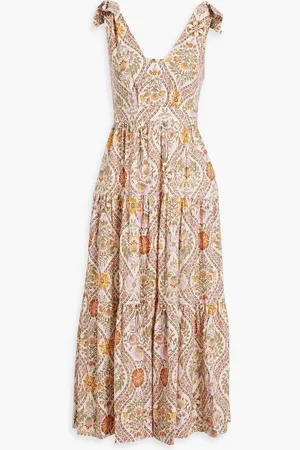 Derek Lam Timothea tiered printed linen-blend midi dress - Green - US 8