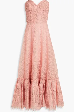 Costarellos Strapless gathered lace maxi dress - Pink - DE 34