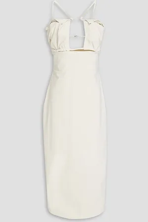Jacquemus Strapless ruffled cutout twill midi dress - White - FR 38