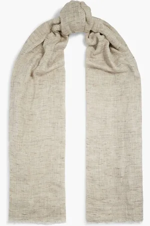 Brunello Cucinelli Metallic linen-blend scarf - White - OneSize