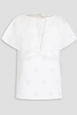 Chloé Ruffled broderie anglaise cotton blouse - - FR 40