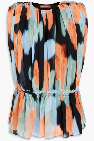 Altuzarra Gathered printed georgette blouse - - FR 42