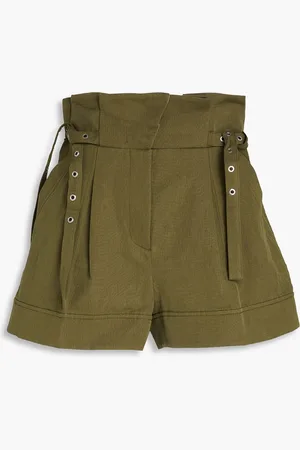 3.1 Phillip Lim Belted cotton and linen-blend shorts - Green - US 8
