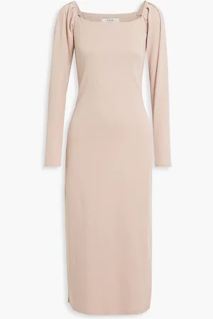 Joie Marianna gathered Pima cotton-jersey midi dress - Pink - XXS