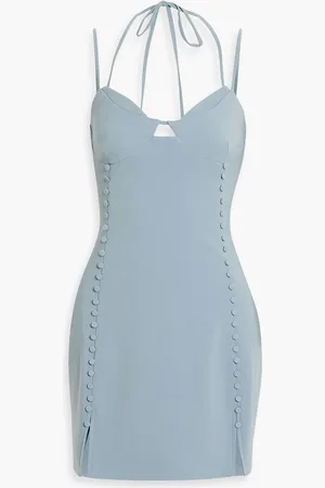 Simkhai Eilish button-embellished crepe halterneck mini dress - Blue - US 0
