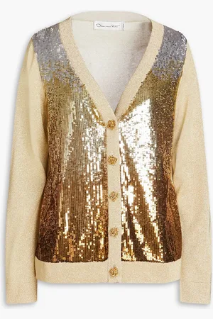 Oscar de la Renta Sequined knitted cardigan - Metallic - XS
