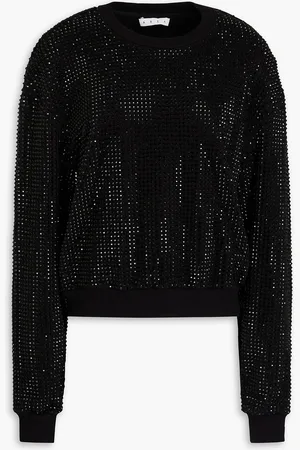 AREA Crystal-embellished French cotton-terry sweatshirt - - XS