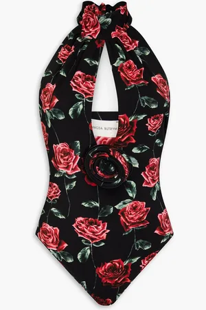 MAGDA BUTRYM Cutout floral-print jersey halterneck bodysuit - - FR 36