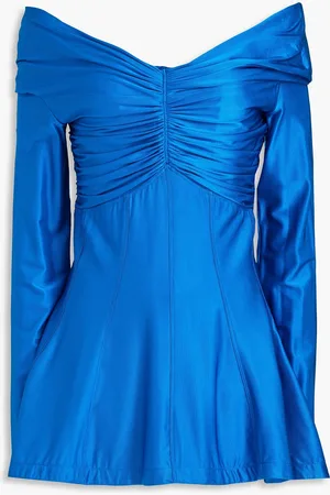 Paco rabanne Off-the-shoulder ruched stretch-jersey top - Blue - FR 40