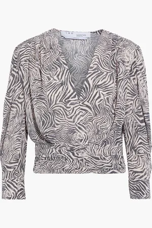 IRO Ferraz cropped wrap-effect zebra-print crepe de chine blouse - Pink - FR 40