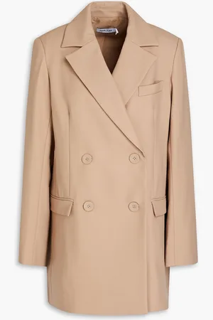 Anna Quan Double-breasted cotton-blend twill blazer - Neutral - UK 10