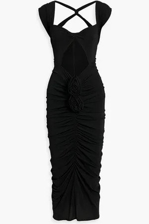 MAGDA BUTRYM Floral-appliquéd cutout stretch-cupro jersey midi dress - - FR 40
