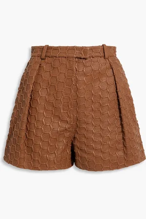 Roberto Cavalli Pleated woven faux leather shorts - Brown - IT 38