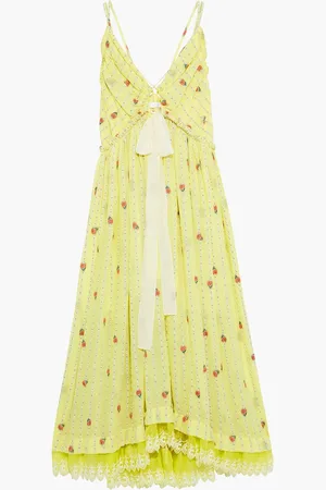 Chloé Bow-detailed fil coupé silk-blend jacquard maxi dress - Yellow - FR 38