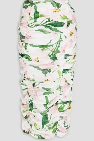 Carolina Herrera Ruched stretch cotton twill skirt - - US 6