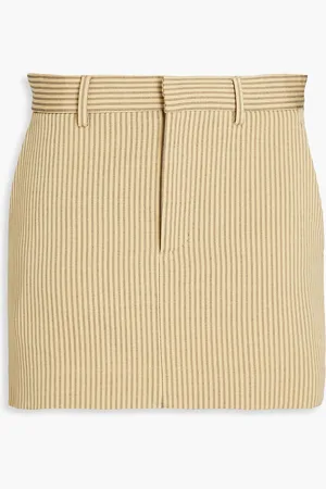 PETAR PETROV Striped cotton-blend jacquard mini skirt - Yellow - FR 40