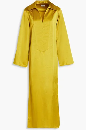 By Malene Birger Mauna crinkled satin-crepe midi dress - Yellow - DE 38