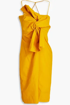BASSIKE Knotted cotton-poplin dress - Yellow - 0