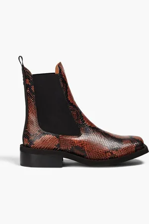 Ganni Snake-effect leather Chelsea boots - - EU 35