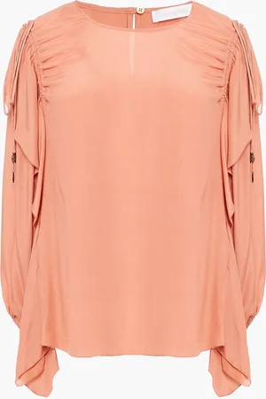 See by Chloé Ruffled crepe de chine blouse - Orange - FR 38