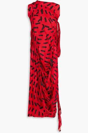Maison Margiela Draped printed silk-blend chiffon midi dress - - IT 38