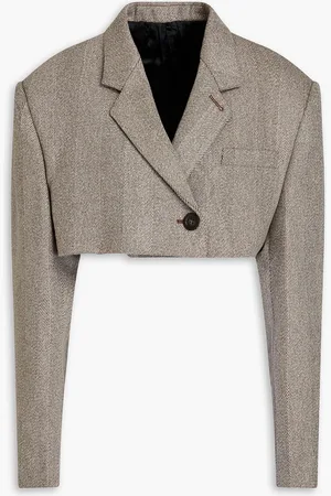 Peter Do Cropped herringbone merino wool blazer - - FR 36