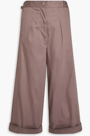 Acne Studios Cropped pleated cotton-twill wide-leg pants - Purple - DE 34