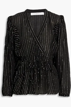 IRO Silga metallic fil coupé chiffon peplum blouse - - FR 36