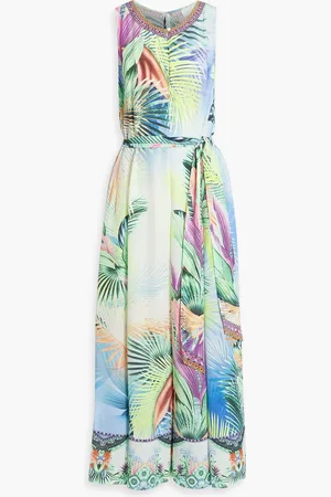 Camilla Embellished belted silk wide-leg jumpsuit - Green - XXS