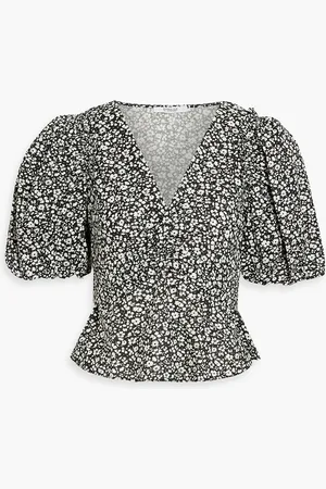 Derek Lam Salma twisted floral-print linen-blend top - - US 10