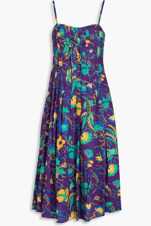Derek Lam Pleated floral-print linen-blend midi dress - - US 6