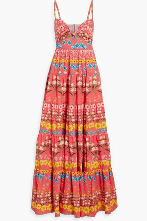Cara Cara Delilah tiered floral-print cotton-poplin maxi dress - Orange - S