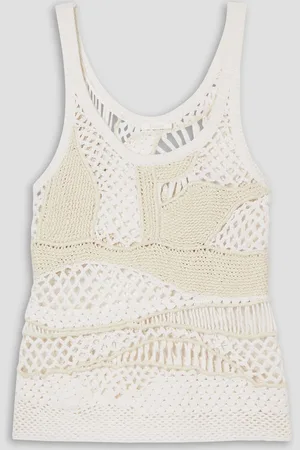 Chloé Crocheted wool and silk-blend tank - White - M