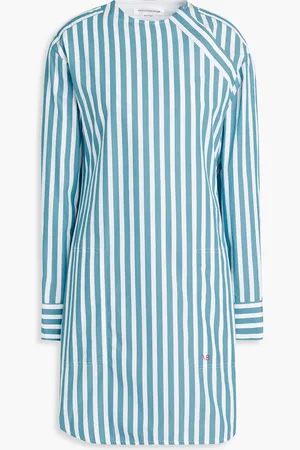 Victoria Beckham Striped cotton-poplin mini dress - Blue - UK 6