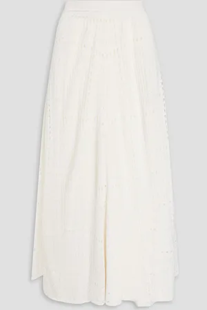 Chloé Pointelle-knit wool, silk and cashmere-blend midi skirt - White - XS