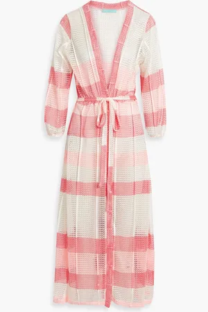 Melissa Odabash Drew striped open-knit coverup - Pink - XS