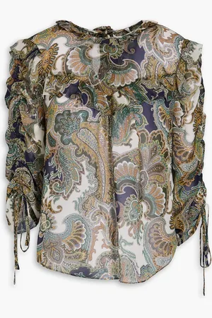 VERONICA BEARD Howell ruffled paisley-print silk-georgette blouse - Green - US 6