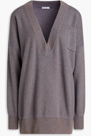 Brunello Cucinelli Oversized metallic casmere sweater - Purple - M