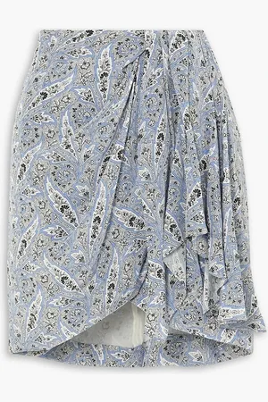 Isabel Marant Ixori draped paisley-print silk crepe de chine mini skirt - Blue - FR 42
