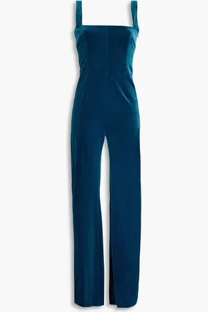 GALVAN Vesper velvet jumpsuit - Blue - FR 36