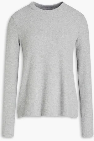 ENZA COSTA Ribbed-knit top - Gray - L